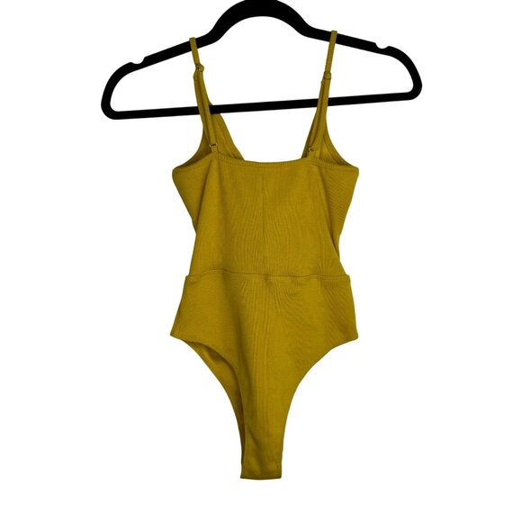 Etophe Studios Sexy Yellow Tie Front Bodysuit Women's Size Medium Vacation - Picture 4 of 6